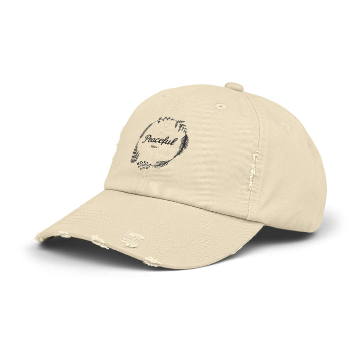 "Peaceful Vibes" Unisex Distressed Cap