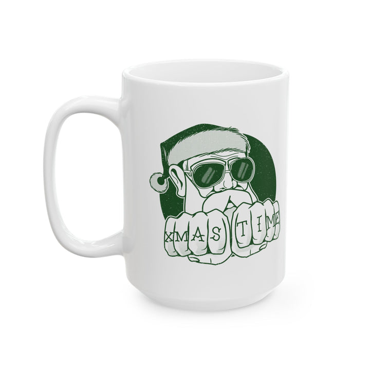 🎄 "XMAS TIME" Festive Mug – Sip in Holiday Style ☕ (green design)