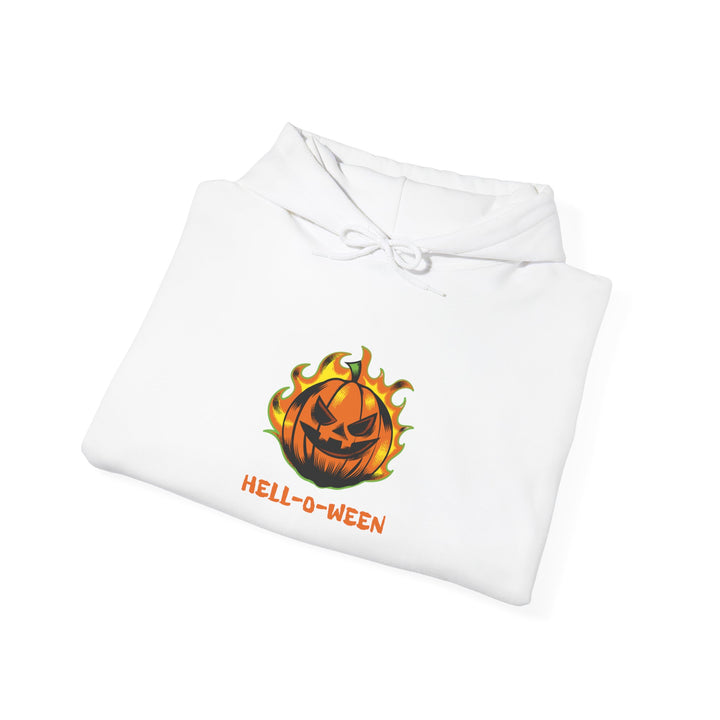 "HELL-O-WEEN" - Spook-Tacular Comfort Hooded Sweatshirt