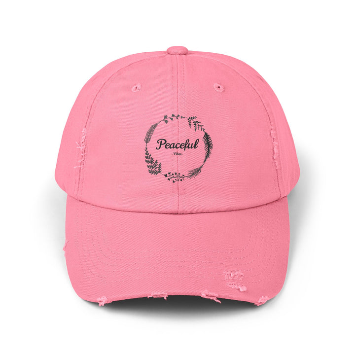 "Peaceful Vibes" Unisex Distressed Cap