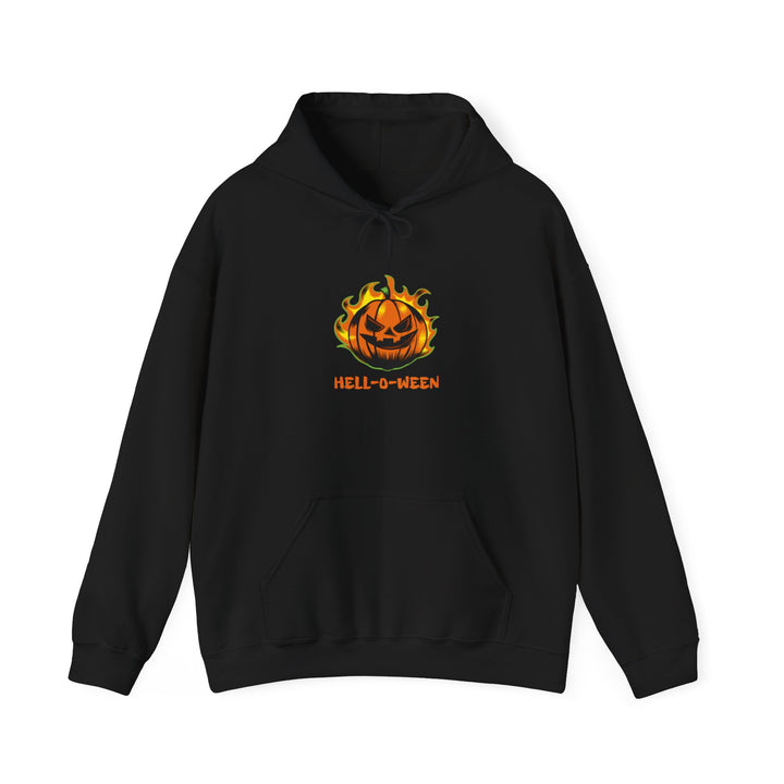 "HELL-O-WEEN" - Spook-Tacular Comfort Hooded Sweatshirt