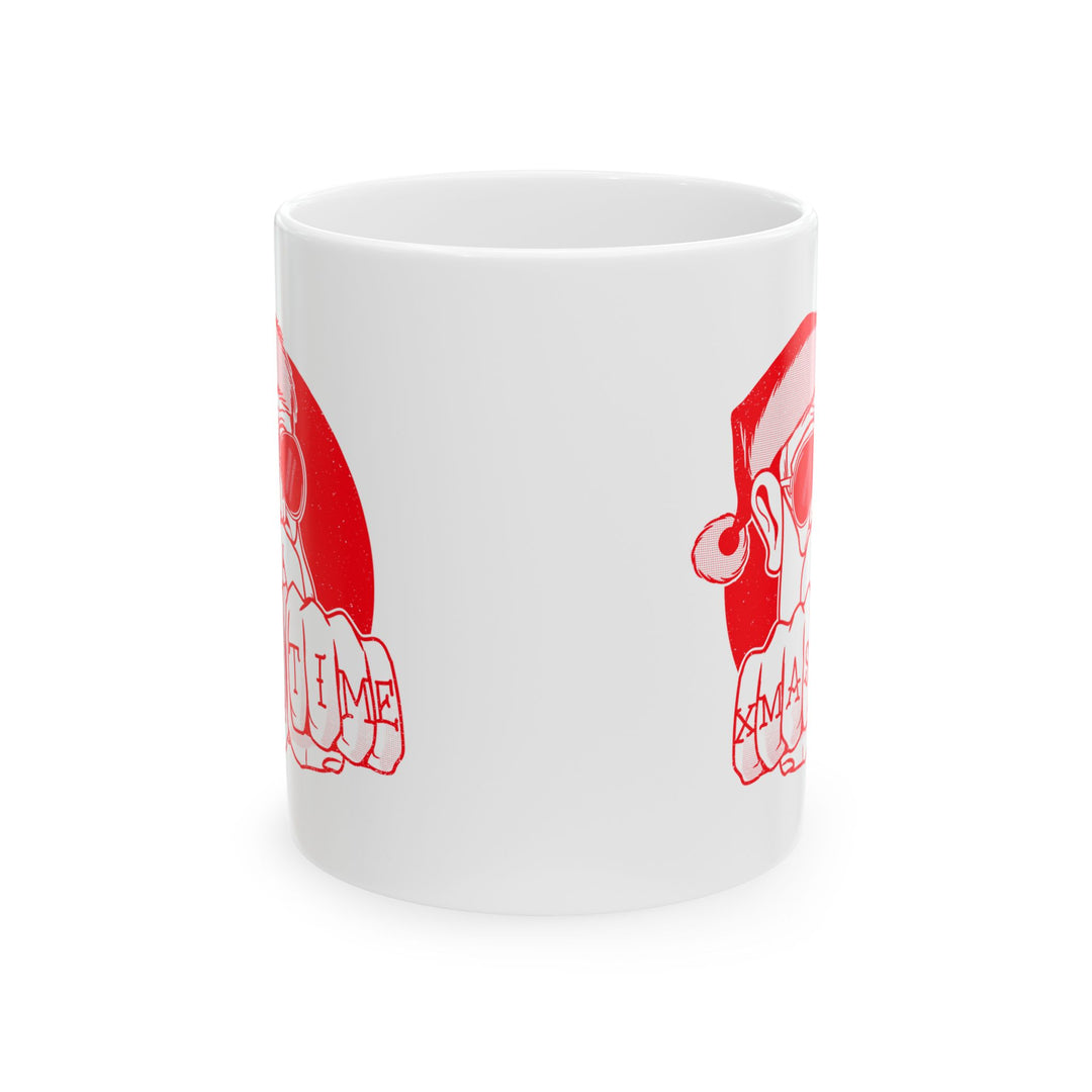 🎄 "XMAS TIME" Festive Mug – Sip in Holiday Style ☕ (red design)