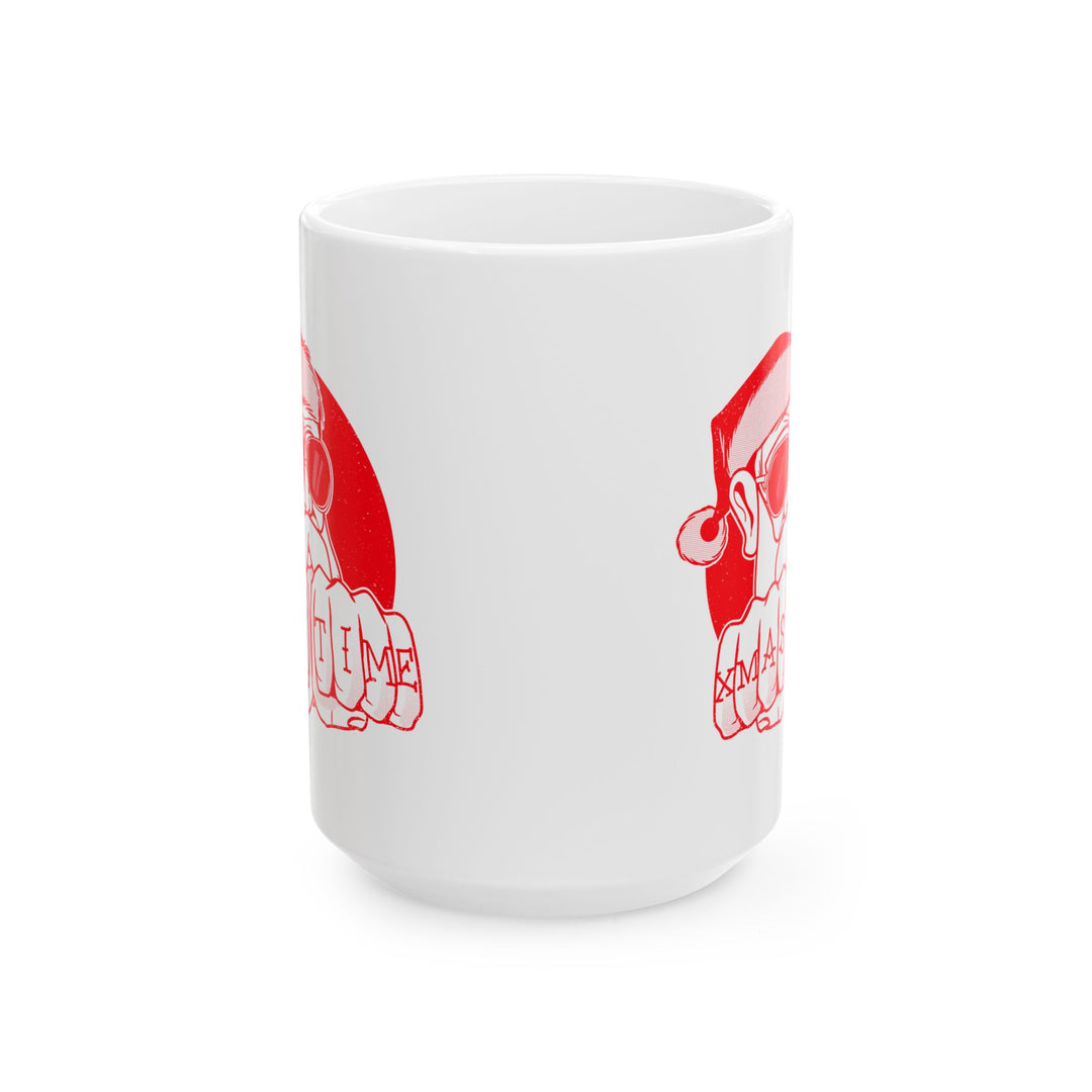 🎄 "XMAS TIME" Festive Mug – Sip in Holiday Style ☕ (red design)