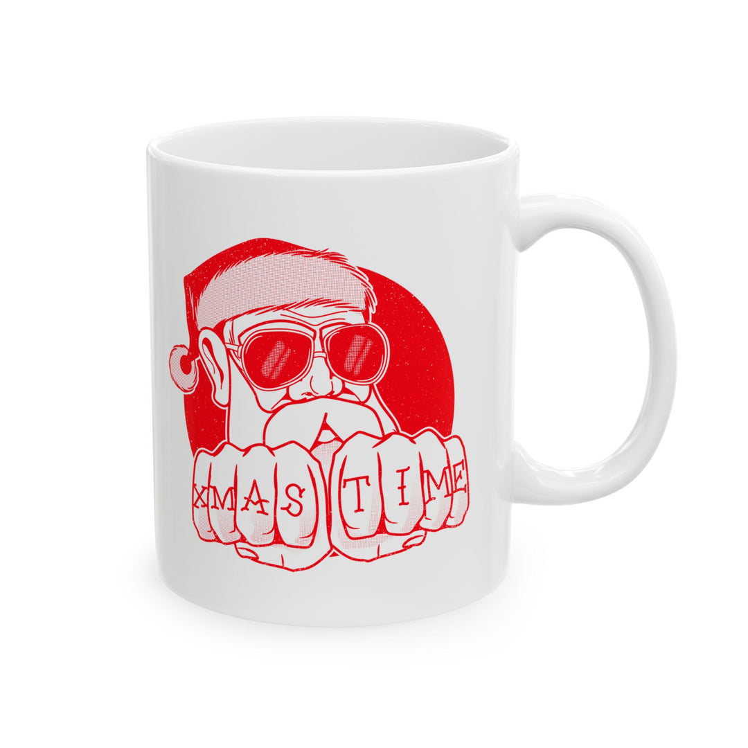 🎄 "XMAS TIME" Festive Mug – Sip in Holiday Style ☕ (red design)