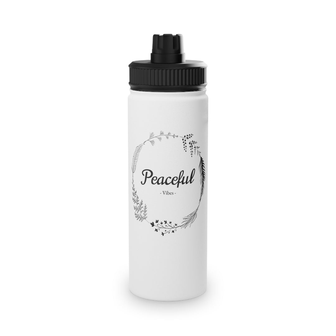 "Peaceful Vibes" Stainless Steel Water Bottle, Sports Lid