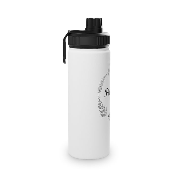 "Peaceful Vibes" Stainless Steel Water Bottle, Sports Lid