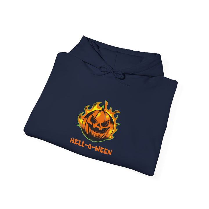 "HELL-O-WEEN" - Spook-Tacular Comfort Hooded Sweatshirt