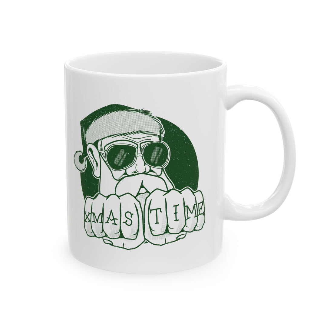 🎄 "XMAS TIME" Festive Mug – Sip in Holiday Style ☕ (green design)