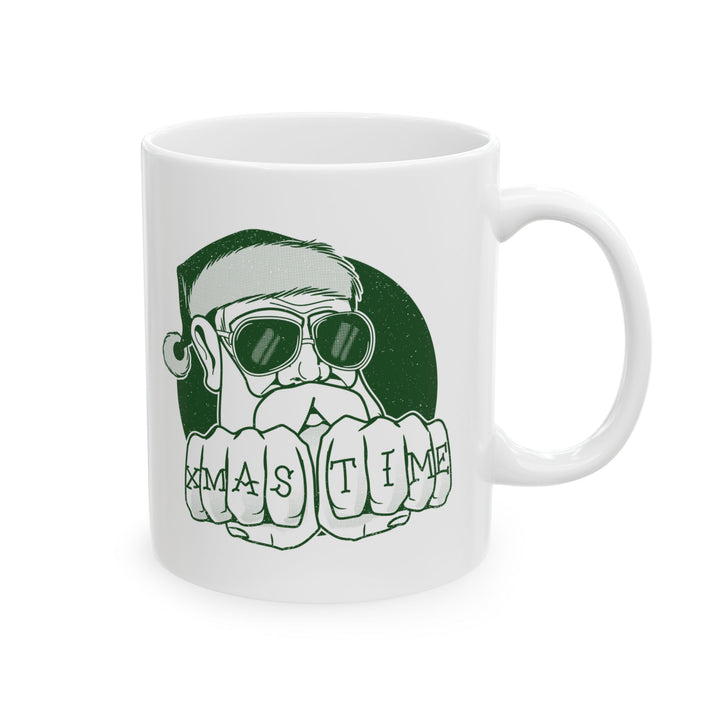 🎄 "XMAS TIME" Festive Mug – Sip in Holiday Style ☕ (green design)