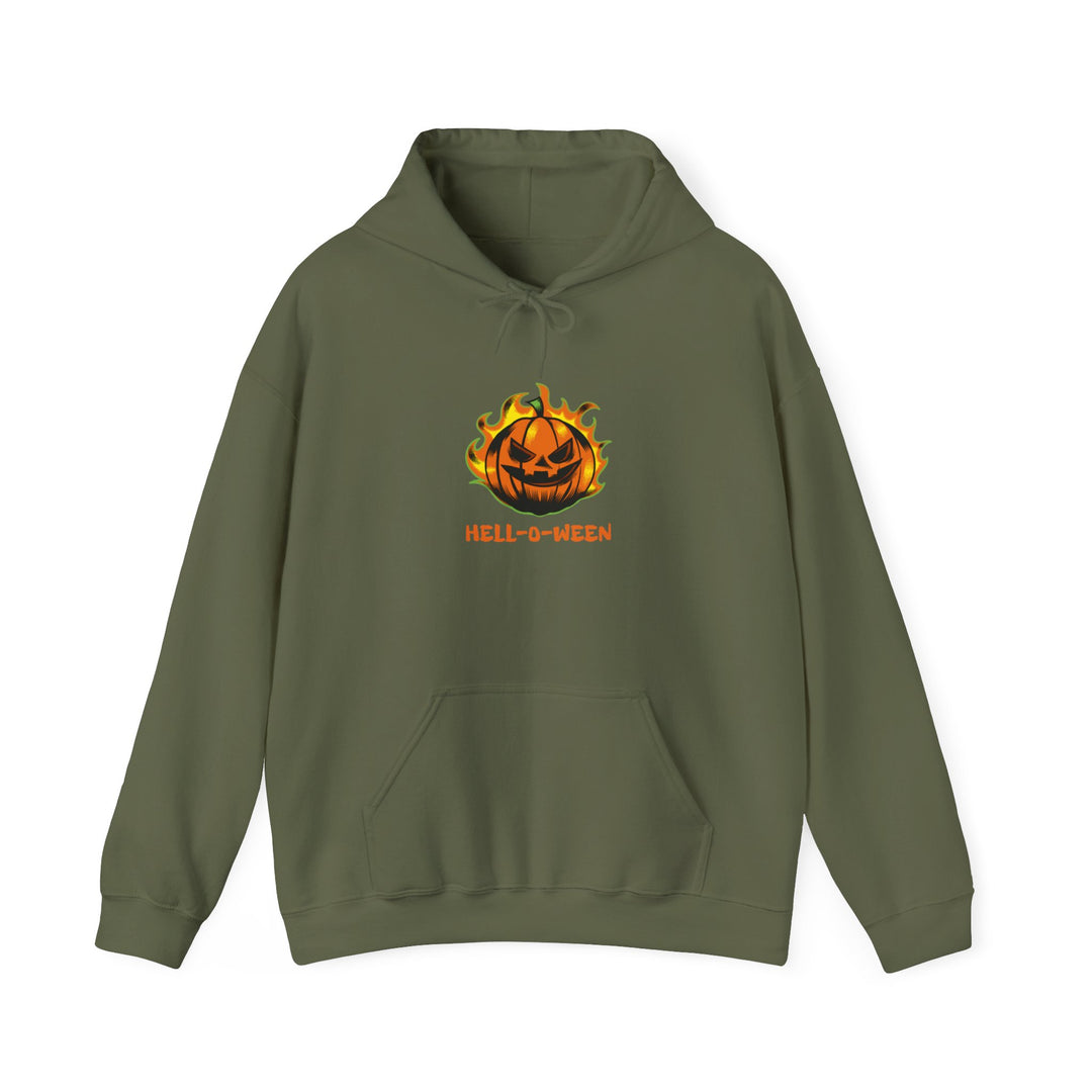 "HELL-O-WEEN" - Spook-Tacular Comfort Hooded Sweatshirt