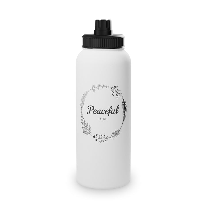 "Peaceful Vibes" Stainless Steel Water Bottle, Sports Lid