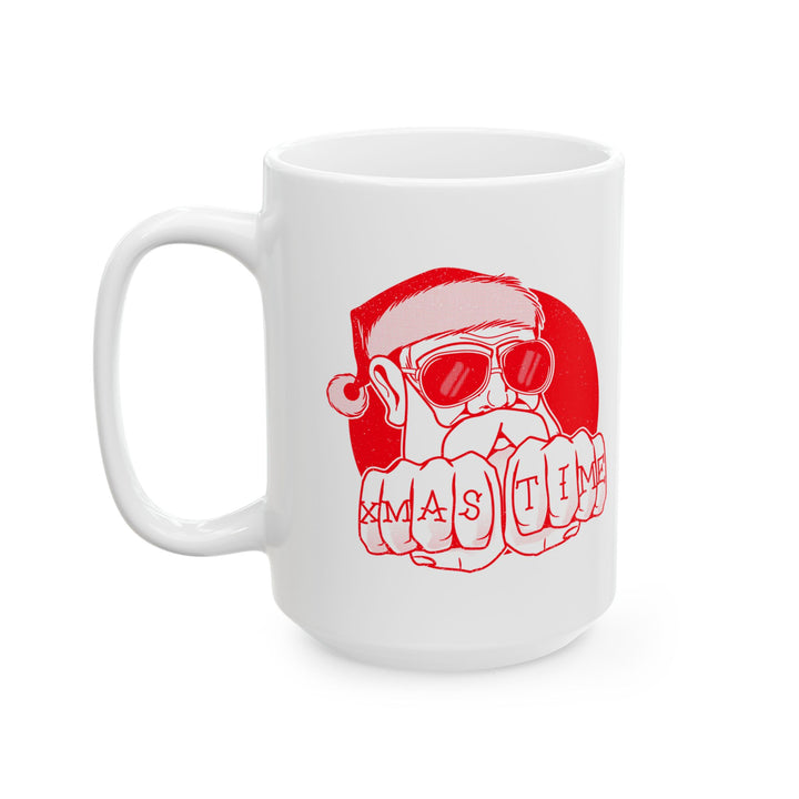 🎄 "XMAS TIME" Festive Mug – Sip in Holiday Style ☕ (red design)