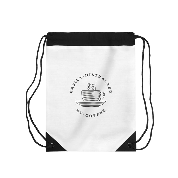 "Easily Distracted By Coffee" Drawstring Bag