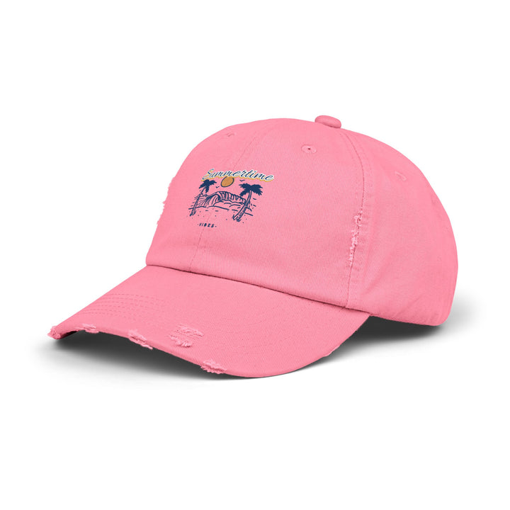 "Summertime Vibes" Unisex Distressed Cap - Chill Out in Style with Our Summertime Vibes Distressed Cap