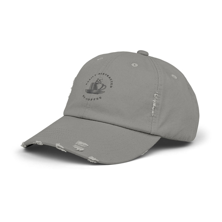 Easily Distracted By Coffee - Unisex Distressed Cap - Brewed for Comfort