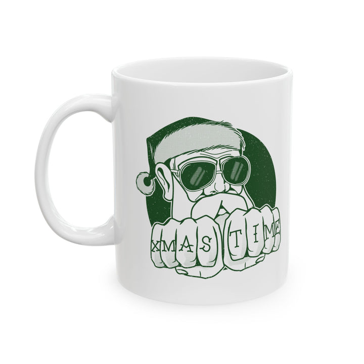 🎄 "XMAS TIME" Festive Mug – Sip in Holiday Style ☕ (green design)