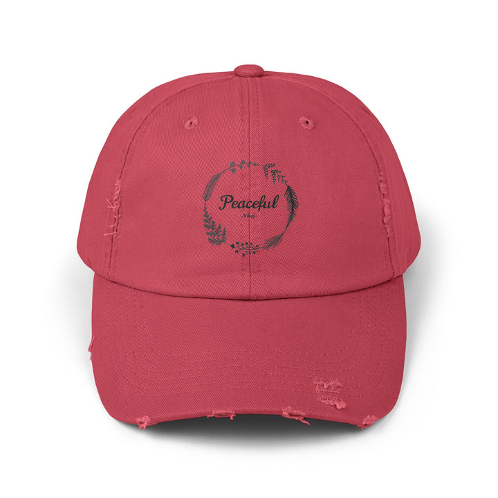 "Peaceful Vibes" Unisex Distressed Cap