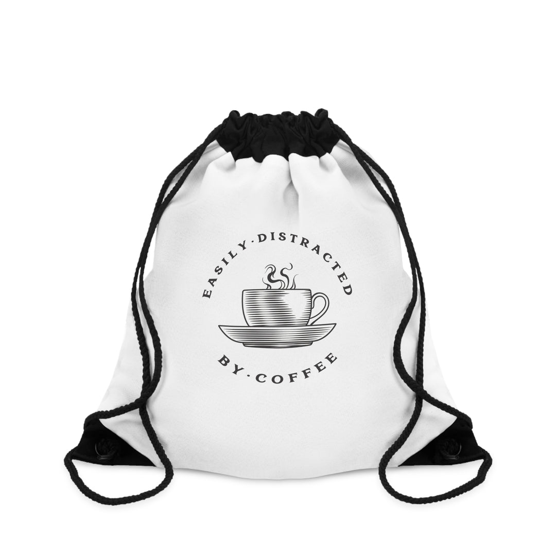 "Easily Distracted By Coffee" Drawstring Bag