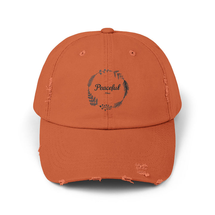 "Peaceful Vibes" Unisex Distressed Cap