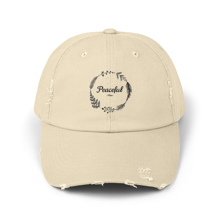 "Peaceful Vibes" Unisex Distressed Cap