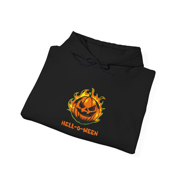 "HELL-O-WEEN" - Spook-Tacular Comfort Hooded Sweatshirt