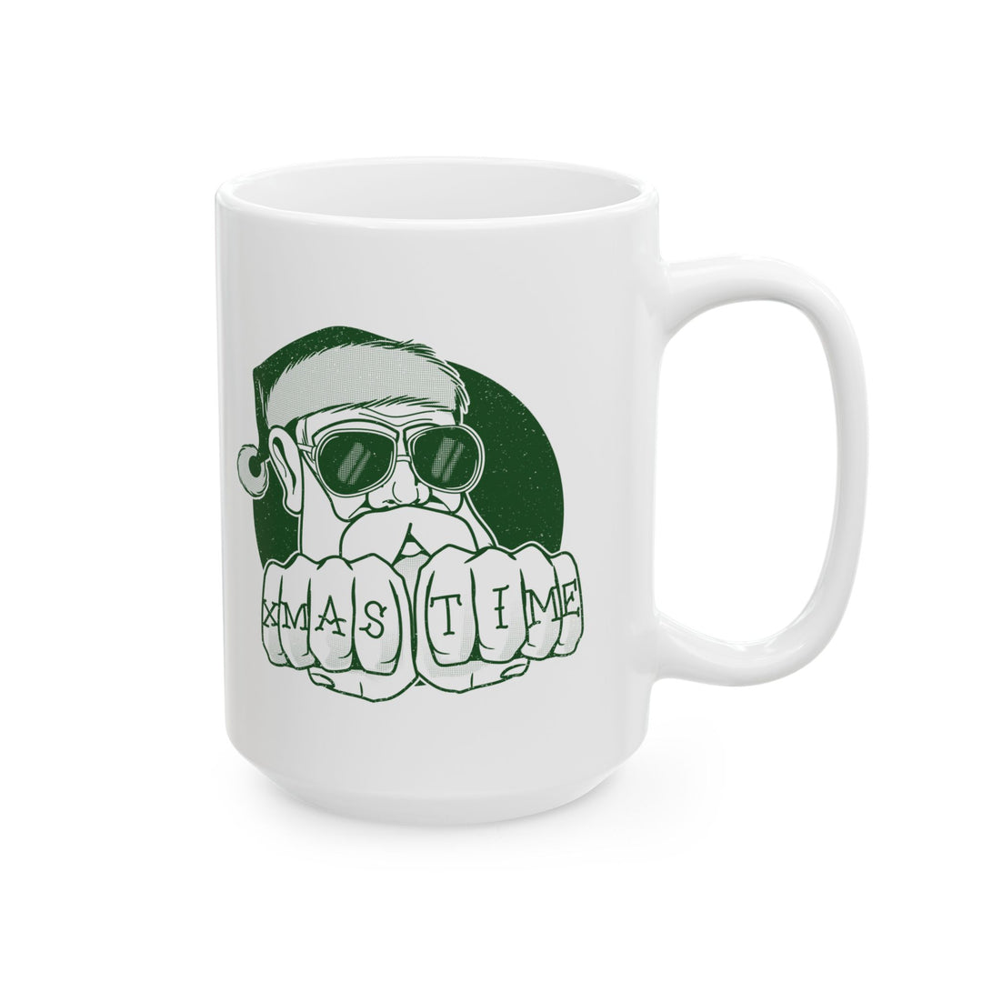 🎄 "XMAS TIME" Festive Mug – Sip in Holiday Style ☕ (green design)