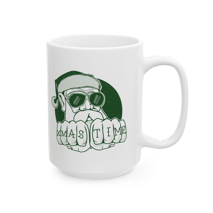 🎄 "XMAS TIME" Festive Mug – Sip in Holiday Style ☕ (green design)