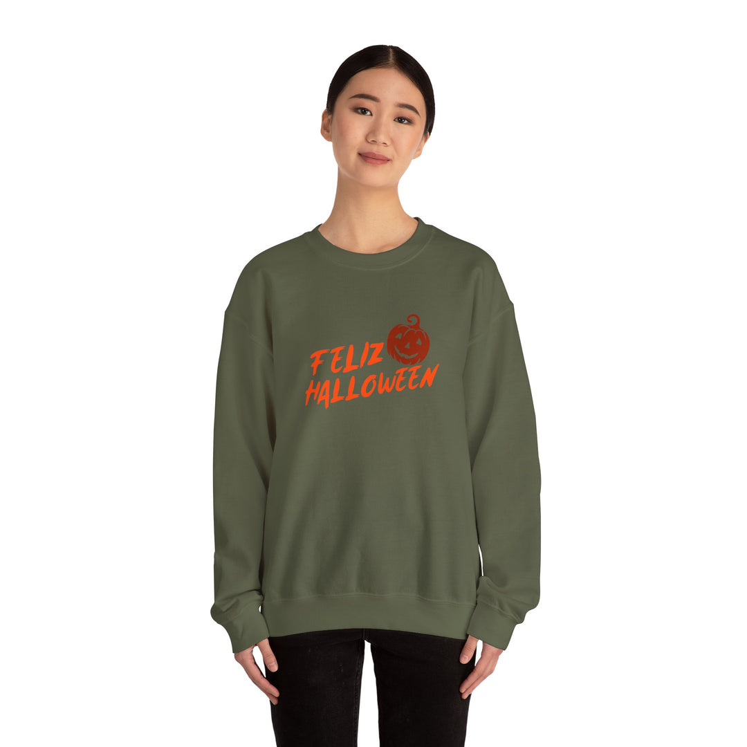 "Feliz Halloween" - Spooktacular Style Crewneck Sweatshirt