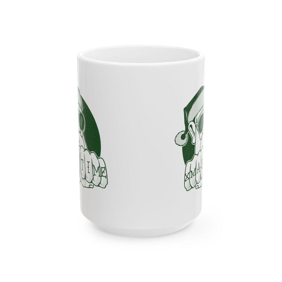 🎄 "XMAS TIME" Festive Mug – Sip in Holiday Style ☕ (green design)