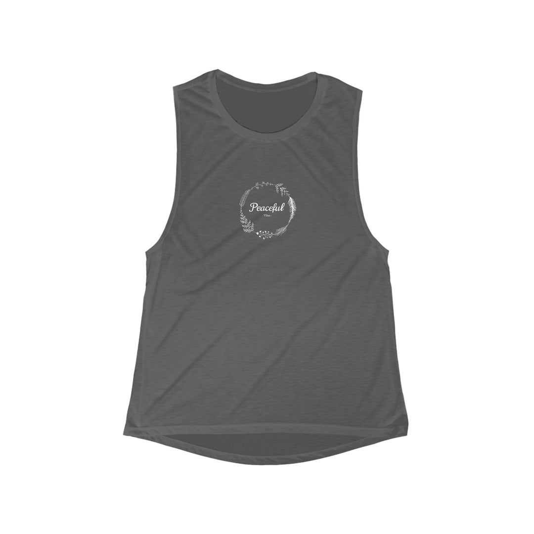 Women's "Peaceful Vibes"Flowy Scoop Muscle Tank